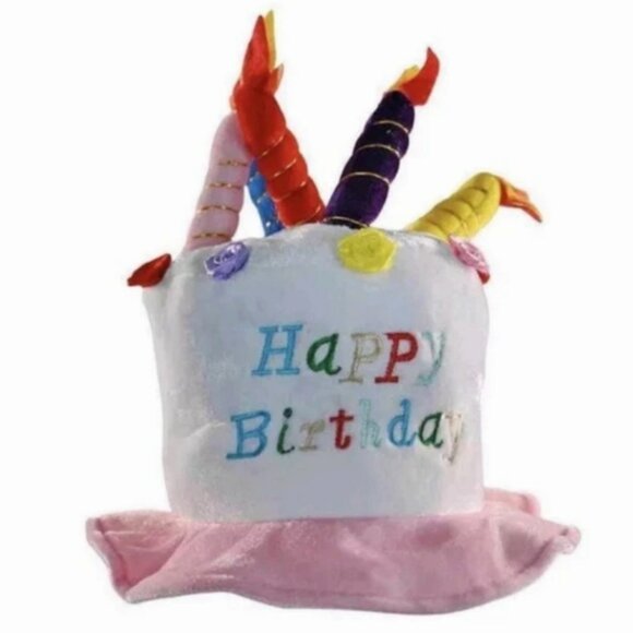 Novelty Plush Happy Birthday Cake Hat With Candles NEW Fun Party Idea - Picture 2 of 7